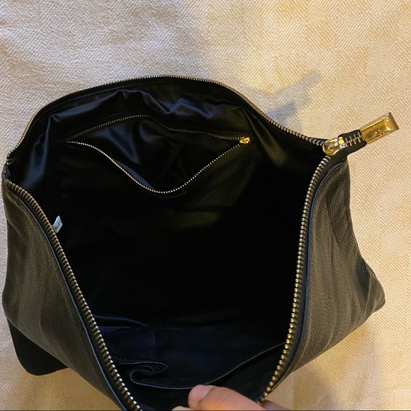 Large Pebbled Leather Zipper Clutch - Picture 4 of 7